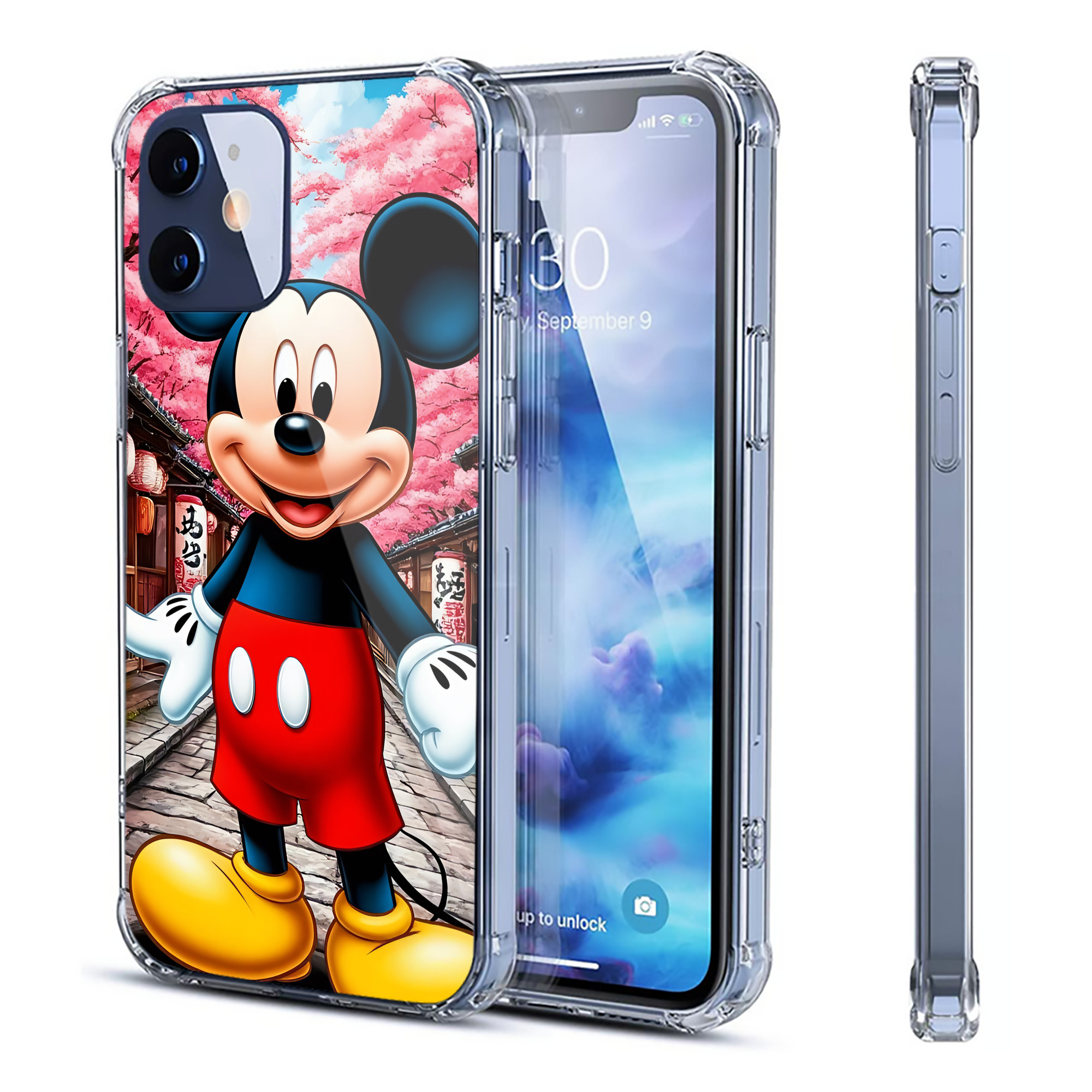（画像用） ミッキーマウス Mickey Mouse 【iPhone 12シリーズ対応】透明スマホケース（クリアソフトケース）